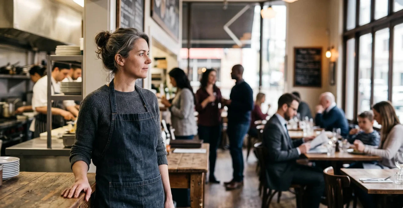 Restaurateur analysant les habitudes de sa clientèle dans une salle de restaurant baignée de lumière naturelle pour ajuster sa stratégie