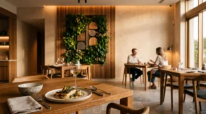Salle de restaurant chaleureuse et soignée mettant en valeur un décor pensé pour être photographié par les clients