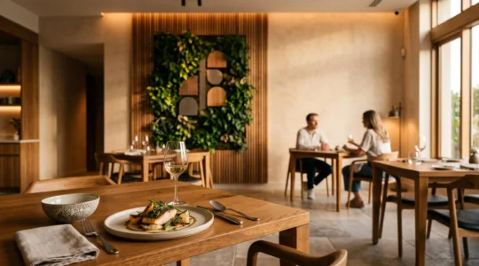 Salle de restaurant chaleureuse et soignée mettant en valeur un décor pensé pour être photographié par les clients