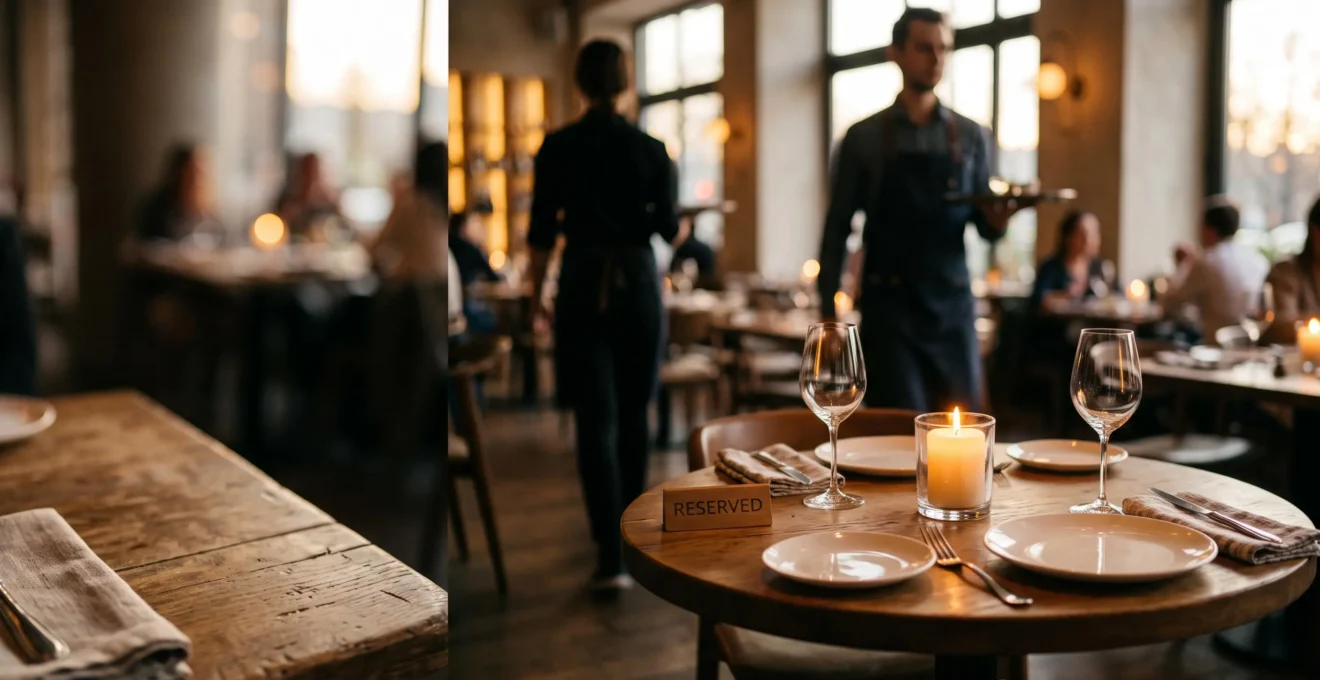 Illustration editoriale d'un restaurant moderne ou le paiement en ligne securise les reservations et reduit les absences