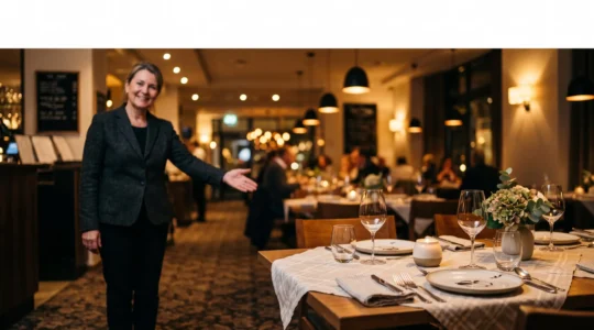 Table de restaurant élégante avec une ambiance chaleureuse symbolisant un site web qui génère des réservations
